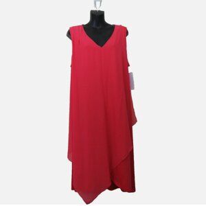 Soft Surroundings Size XL Amalfi Dress Chiffon Cotton Asymmetrical V Neck Shift